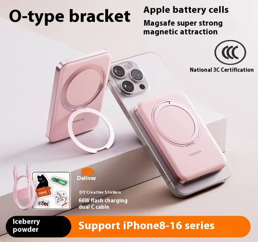 High-Capacity Magnetic Wireless Charging Portable Battery